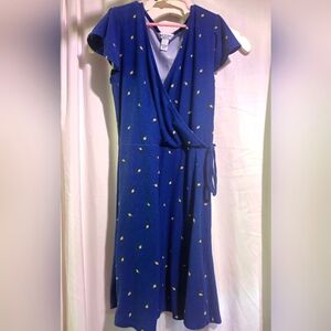 3For$15 Arizona Jean Co. Blue Spring/Summer Dress with Yellow Accents Small